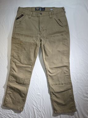 Ariat Rebar M4 Relaxed Fit Double Knee Work Pants Field Khak 34x30 Rugged Canvas